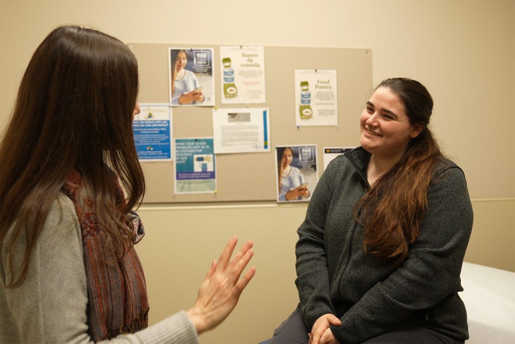 female patient with physician